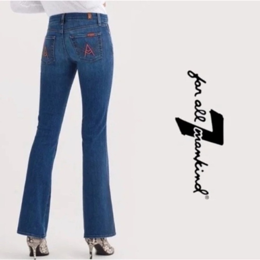 7 For All Mankind Women's Dark Blue Flare Jeans